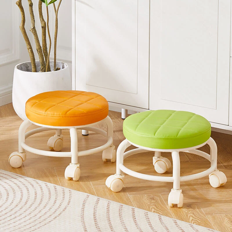 Small Pulley Stool Shoe Bench with Universal Wheel Adult Kids Taboret Seat Cute - Image 3 of 4