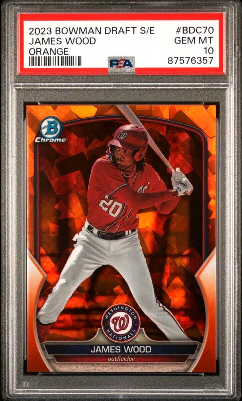 2023 Bowman Draft Chrome James Wood #22/25 Sapphire Edition Orange SSP PSA 10 💎