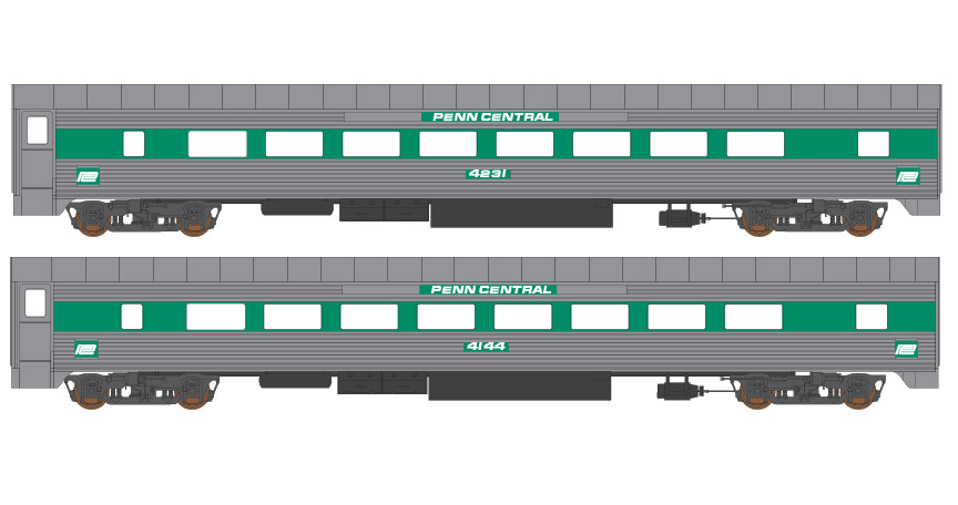 N Scale - Penn Central Corrigated Passenger Car Green White Decals