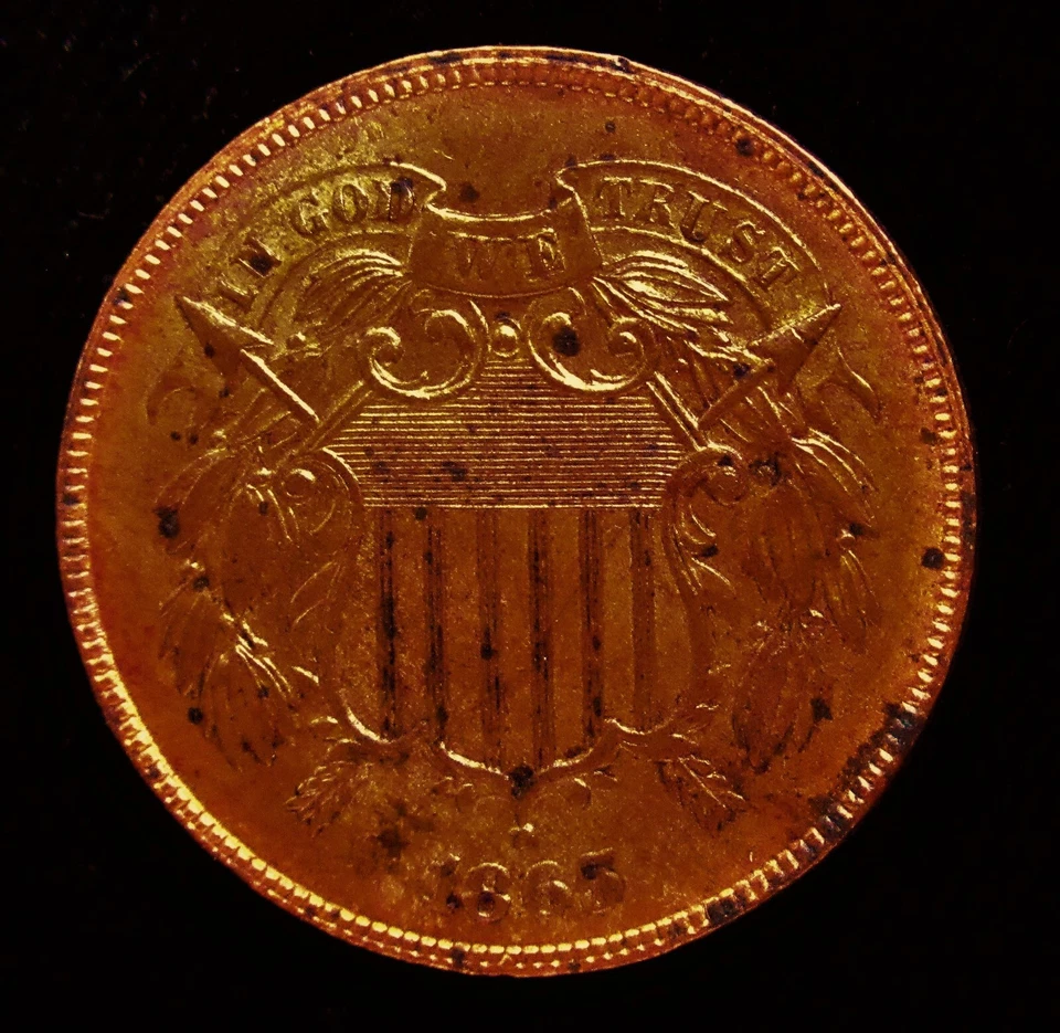 1865 2 Cents - Red Color! Choice BU - Image 2 of 2