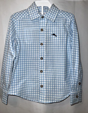NWT Tommy Bahama Boys Blue White Plaid Long Sleeve Dress Shirt Size XS 4 