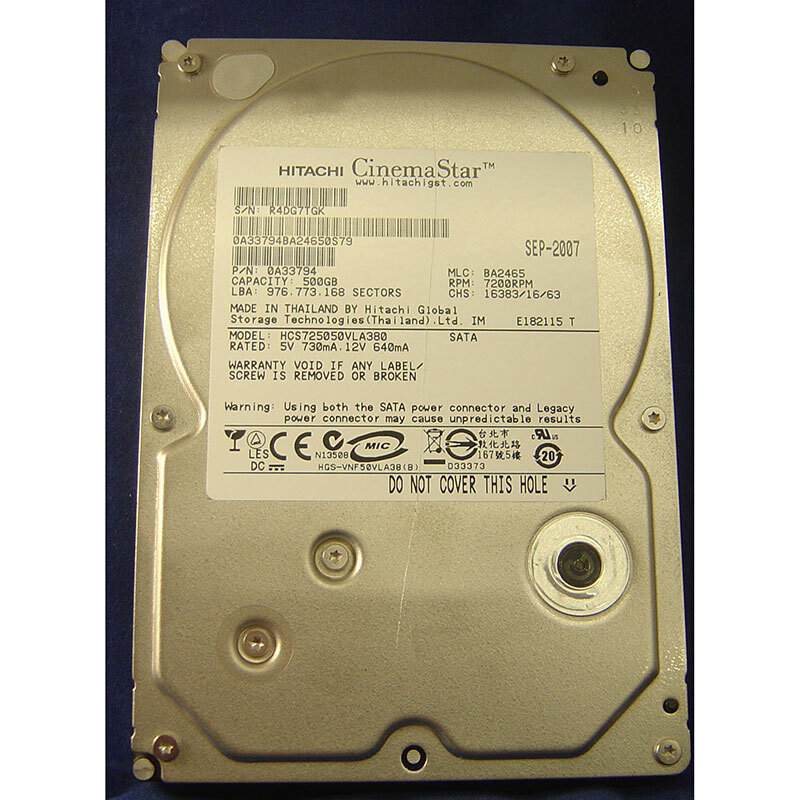 Hitachi Mlc Hard Drive HTS541010A7E630, PN 0J47791, MLC DA7151