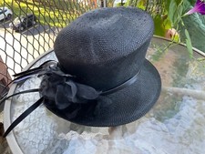 Naftali Abenaim Millinery Bucket Hat - Black with Floral Accent