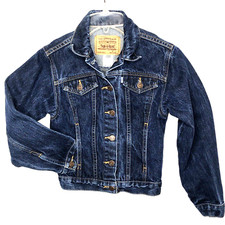 Child's Levi's Trucker Jacket Blue Denim Size Medium Wash White Tag