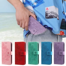 For iPhone 16 Pro Max 15 14 Magnetic Wallet PU Leather Floral Flip Stand Case