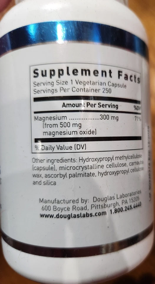 Douglas Laboratories óxido de magnesio, 250 cápsulas - caducidad: 2026 Foto 3 de 4