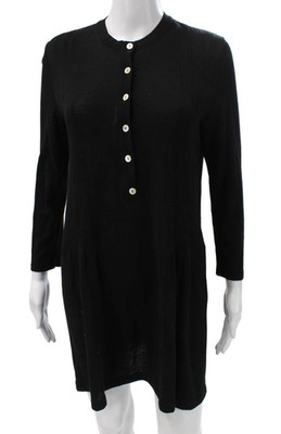 Giorgio Villa Women Sweater Dress Black Long Sleeve Button Size XS