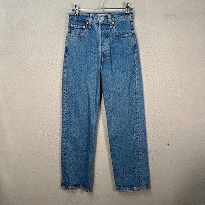 Levis Womens Size 24 Ribcage Straight Ankle Jeans High Rise Medium Wash Denim
