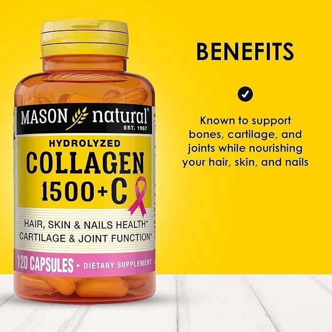 Mason Natural Collagen 1500 mg + C, Hair Nails & Skin, joint function, 120 Caps - Image 2 of 4