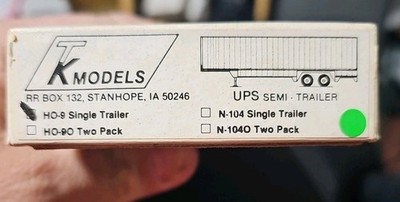 T K MODELS #HO-9O  U.P.S. Drop Bottom Trailer KIT 2 Pack  H.O. Scale. 1:87