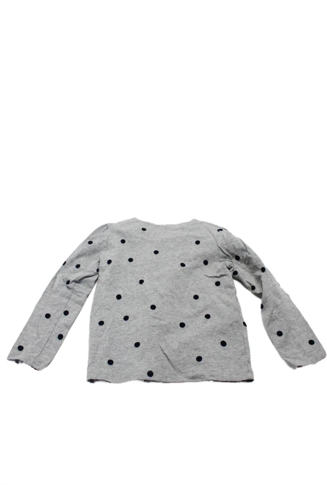 Blusa Top Jacadi Niñas Algodón Gris Lunares Cuello Redondo Manga Larga Talla 6A Foto 2 de 4
