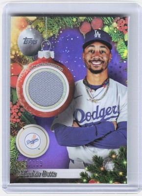 2025 Topps Holiday #PR-MB Mookie Betts Player Relics Purple Metallic #/199