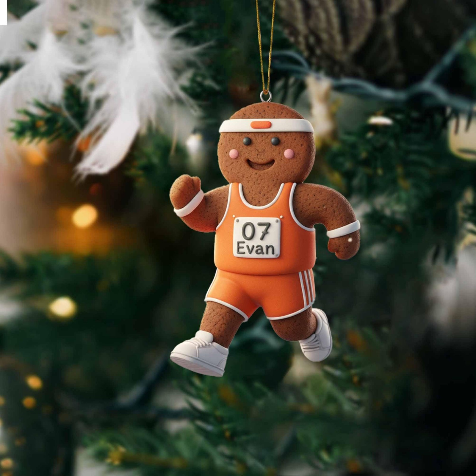 Custom Name Track Runner Gingerbread Ornament – Personalized Marathon Keepsake 2