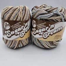 Lot Of 2 Earth Ombre SUGAR 'N CREAM 4-Ply Worsted Yarn 2 oz