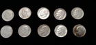 TEN (10) 1964 AND PRE  ROOSEVELT SILVER DIMES. SOME AU CONDITION. FREE SHIPPING!