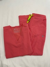 FIGS Hot Coral Women's Pink Scrub Set XXS