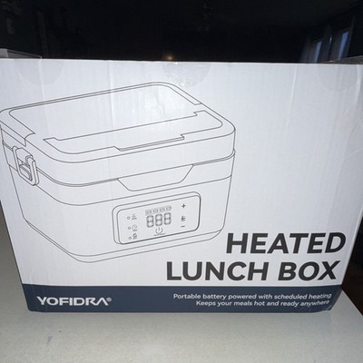 YOFIDRA Heated Lunch Box 1.5L Blue/Black Vented Lid Spoon Bag Handle