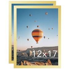 JCJMY 12x17 Gold Picture Frame Set of 2, Horizontal/Vertical Wall Mount