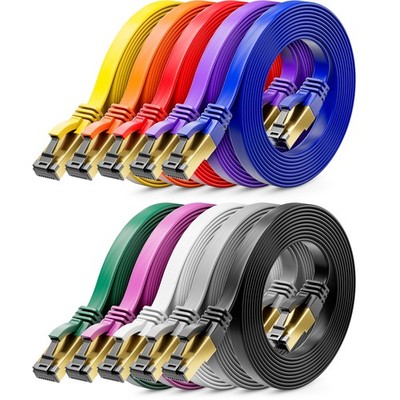10x 1m CAT 8 Patchkabel Flachkabel RJ45 LAN DSL Kabel Ethernet Netzwerkkabel