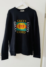 Gucci Herren Pullover XL Schwarz Rundhals Log...