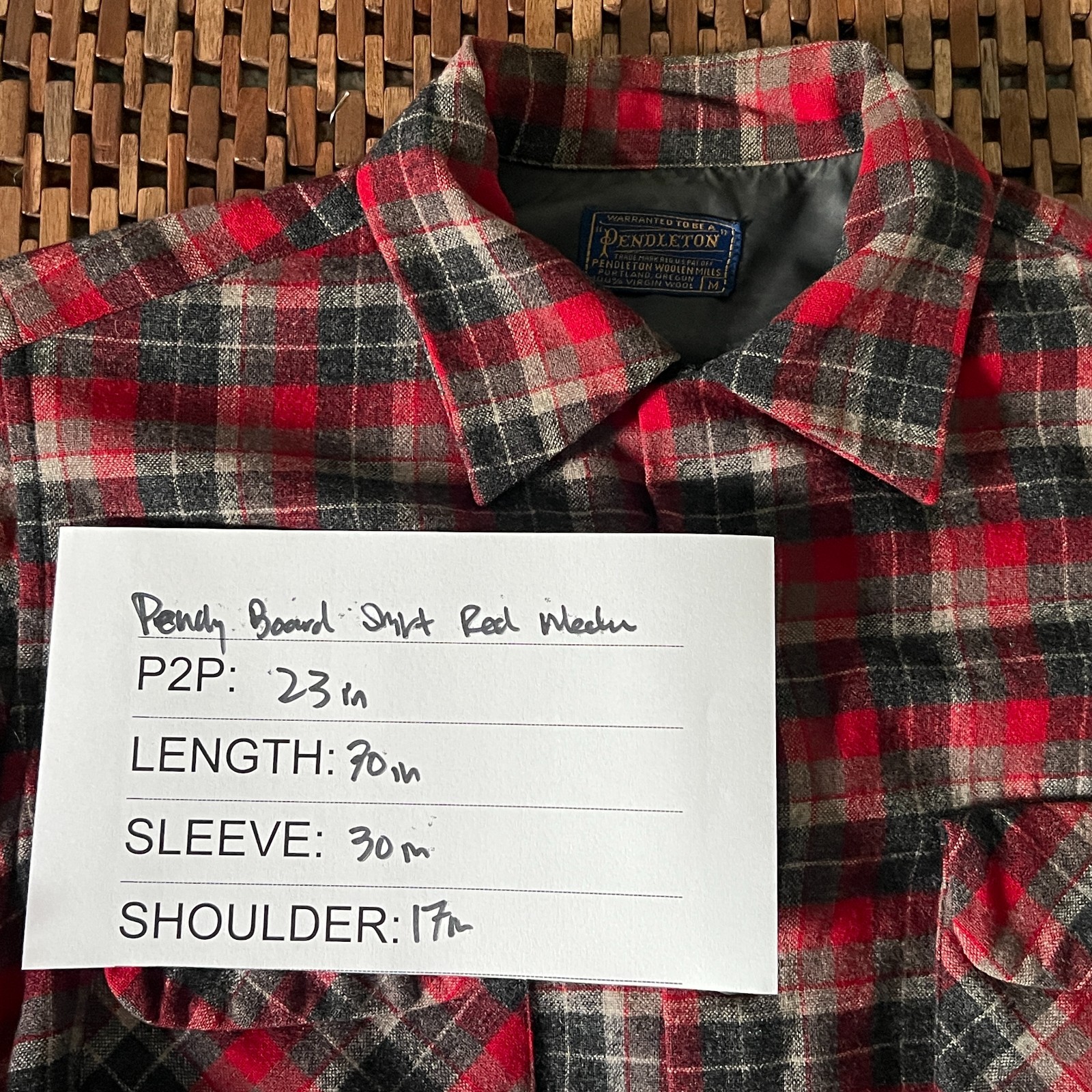 Pendleton Board Shirt Wool Button Down Red Tartan… - image 3