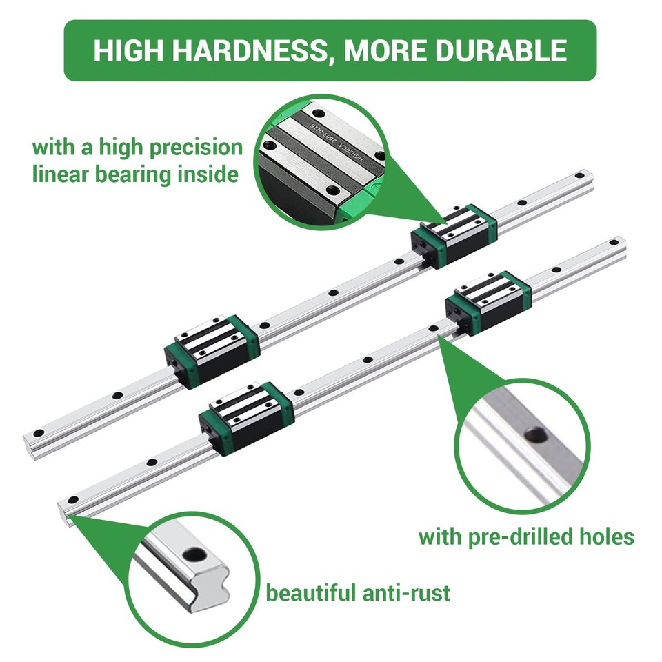 Linear Guide Rail 2PCS HGR25 800mm Square Linear Guide Rail HGH25CA ...