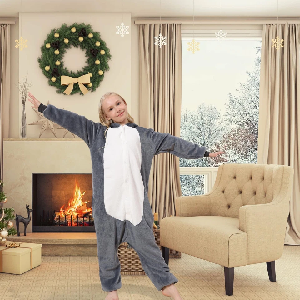 Disfraces de lobo para niños Disfraz de Halloween Navidad Pijama de una pieza Lindo Ani... Foto 3 de 4