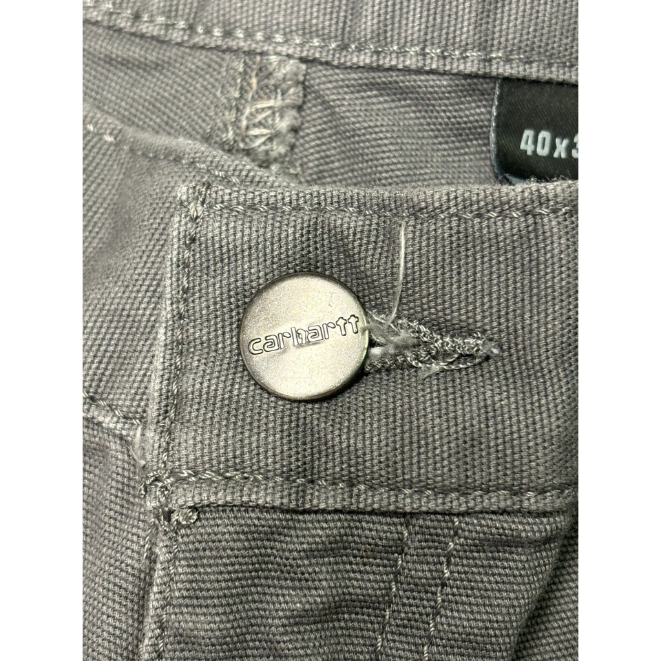 Мужские холщовые рабочие брюки Carhartt свободного покроя 40x30 серые прочные гибкие - Изображение 4 из 4