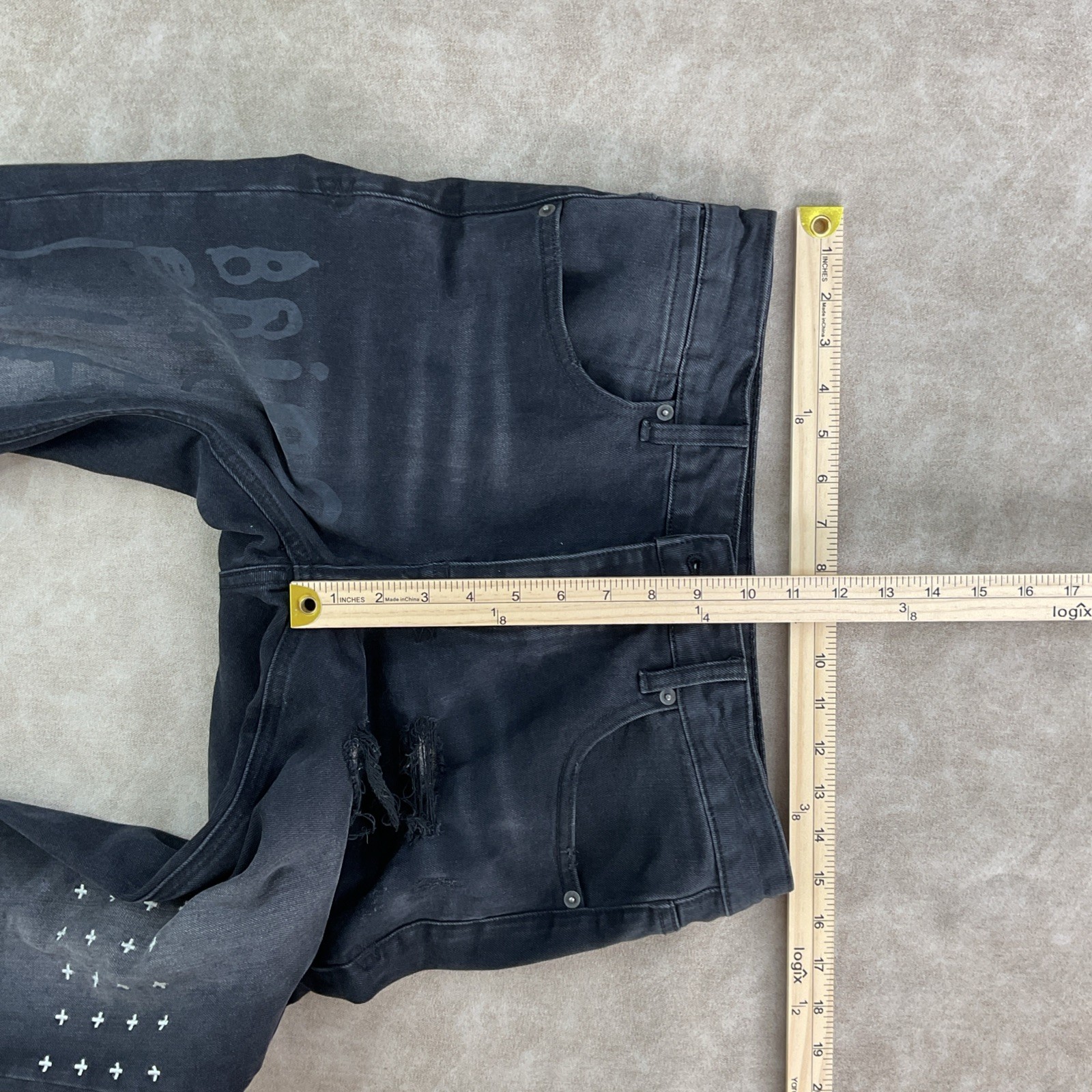 Ksubi Jeans Black Van Winkle Hunter Beden Skinny Button Fly Distressed Men Sz 30 thumbnail 4