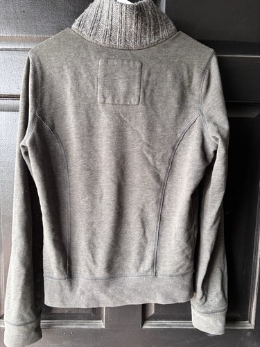 Hollister graue Knopfleiste Jacke Cardigan Pullover Rippkragen French Terry Fleece - Bild 3 von 10