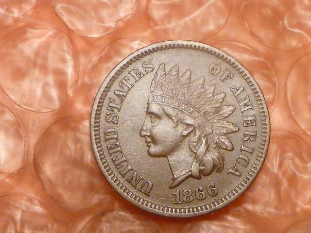 1866 Indian Head Cent Penny UNC. Uncirculated Semi-Key-Date #2