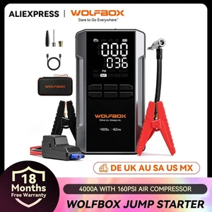 WOLFBOX 4000A Jump Starter with 160PSI Air Compressor, 12V Car Battery Booster,