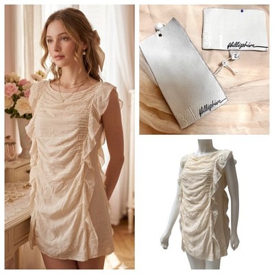 3.1 Phillip Lim Mini Dress Silk Cotton 2 Ruched Ruffle Mini Coquette Soft Girl