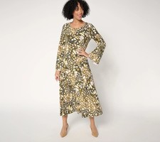 Women with Control Attitudes by Renee Regular Como Jersey Midi Dress Olive Wing