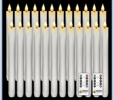 24 Pack  Flameless Dimmable Flicker Taper Candles with Remote and Timer
