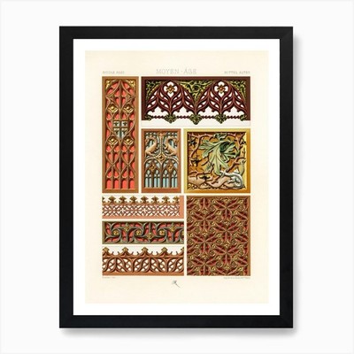 Mittelalter Muster, Albert Racine gerahmtes Wandbild Poster Leinwanddruck Bild