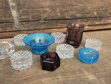 Antique Lot Salt Cellars Toothpick Holders Amethyst