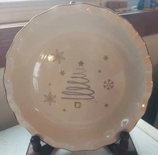 Russ Berrie and Co Holiday Ceramic Pie Plate/Pan 9.75" Christmas Tree Oven Safe