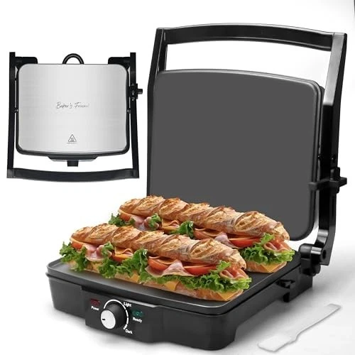 Baker's Friend Panini Press Electric Griddle, Panini Grill Press Sandwich Maker
Opens in a new windo