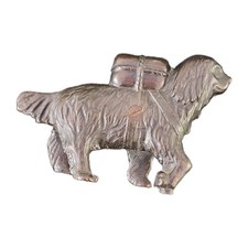 Vintage 1910 Cast Iron St Bernard Dog Still Coin Bank AC Williams Pack Saddle