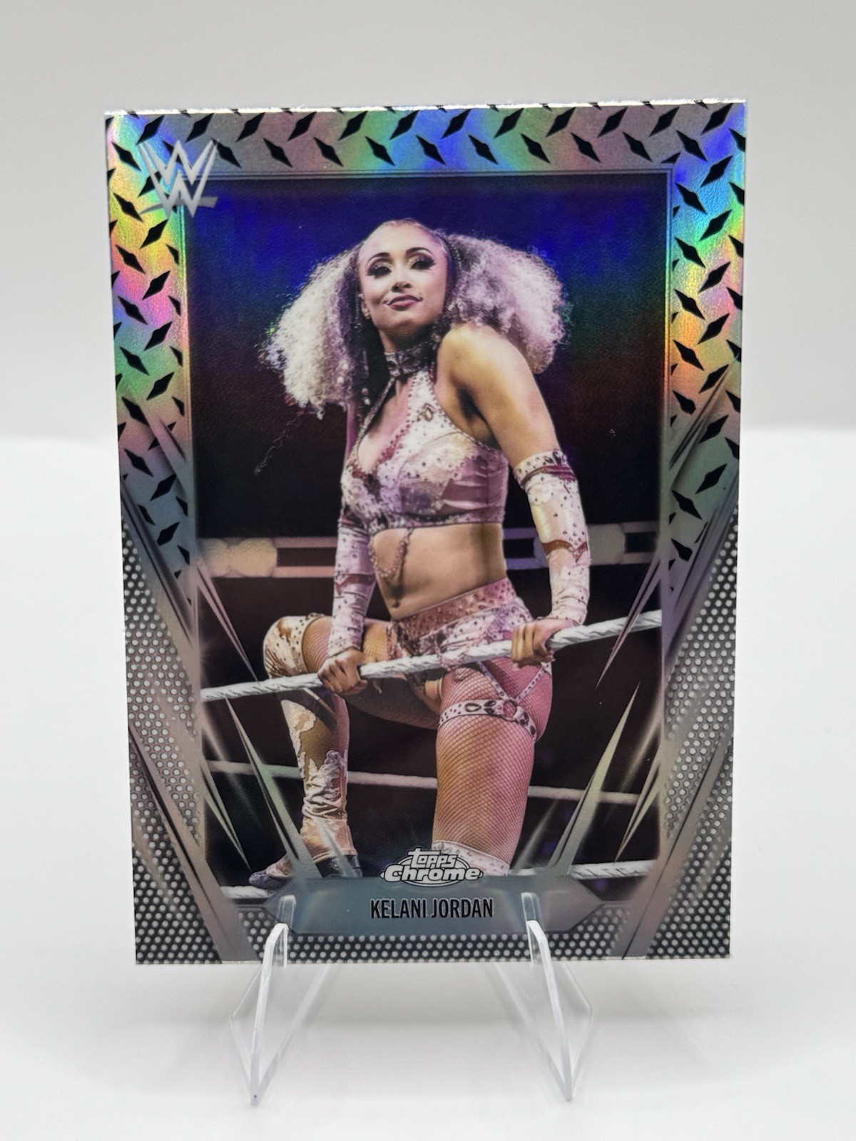 2026 Topps Chrome WWE #95 Kelani Jordan Diamond Plate Refractor
