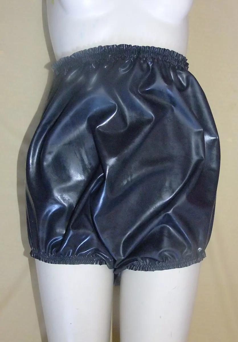 Black Rubber High Side Pants silicone / Latex Mix Knickers, Pants, Panties.  Wide Crotch Underwear. Size L/XL/XXL 