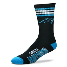 Carolina Panthers NFL 4-Stripe Deuce Crew Socks Medium 5-10 FREE SHIP!