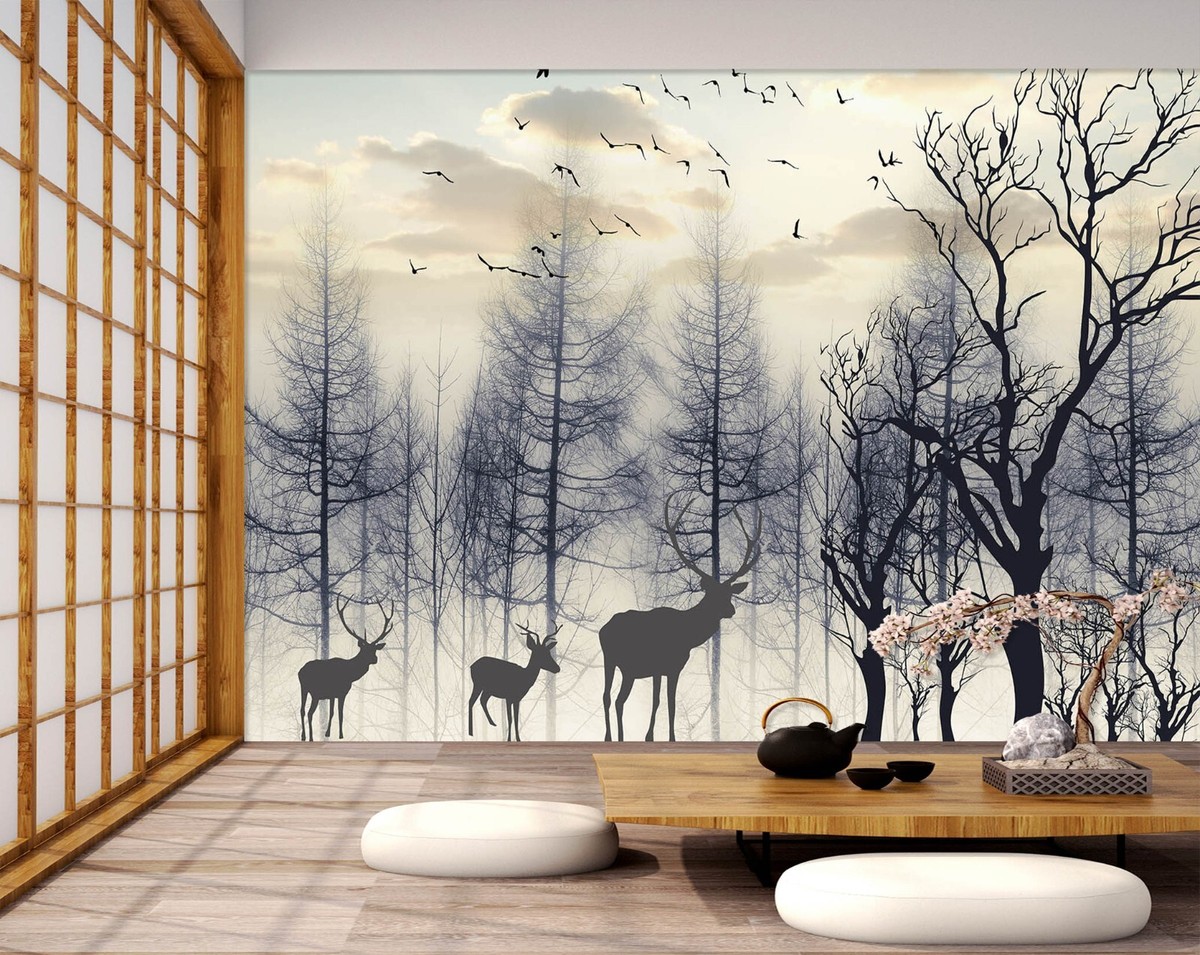3D Deer Forest WC98 Wall Murals