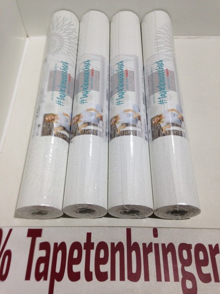 Vliestapete Rasch 4X 808827 (4Rollen) Uni Kreismuster Weiß Restposten Wohnzimmer-image