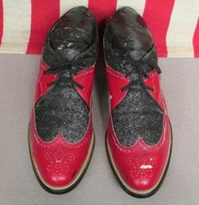 Vintage Stacy Ltd Red  Metallic Silver Oxford Shoes Wingtip Sz 8.5 Rockabilly
