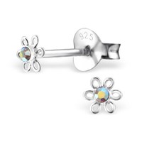 Kinder Ohrringe Blume Zirkonia Aurora Borealis 925 Silber Ohrstecker Geschenk