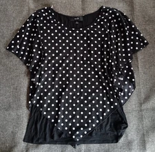 Shirt Size L New Womans Naif Black Polka Dot Blouse 