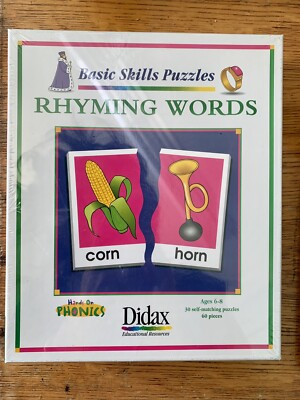 100% SELLER NEW SEALED Didax Basic Skills Puzzles Rhyming Words Phonics Ages 6-8