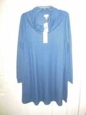 NWT Greige Blue Waffle Weave Cowl Neck Dress 1X XL